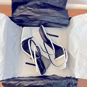 Trending! Saint Laurent White Square Toe heels
